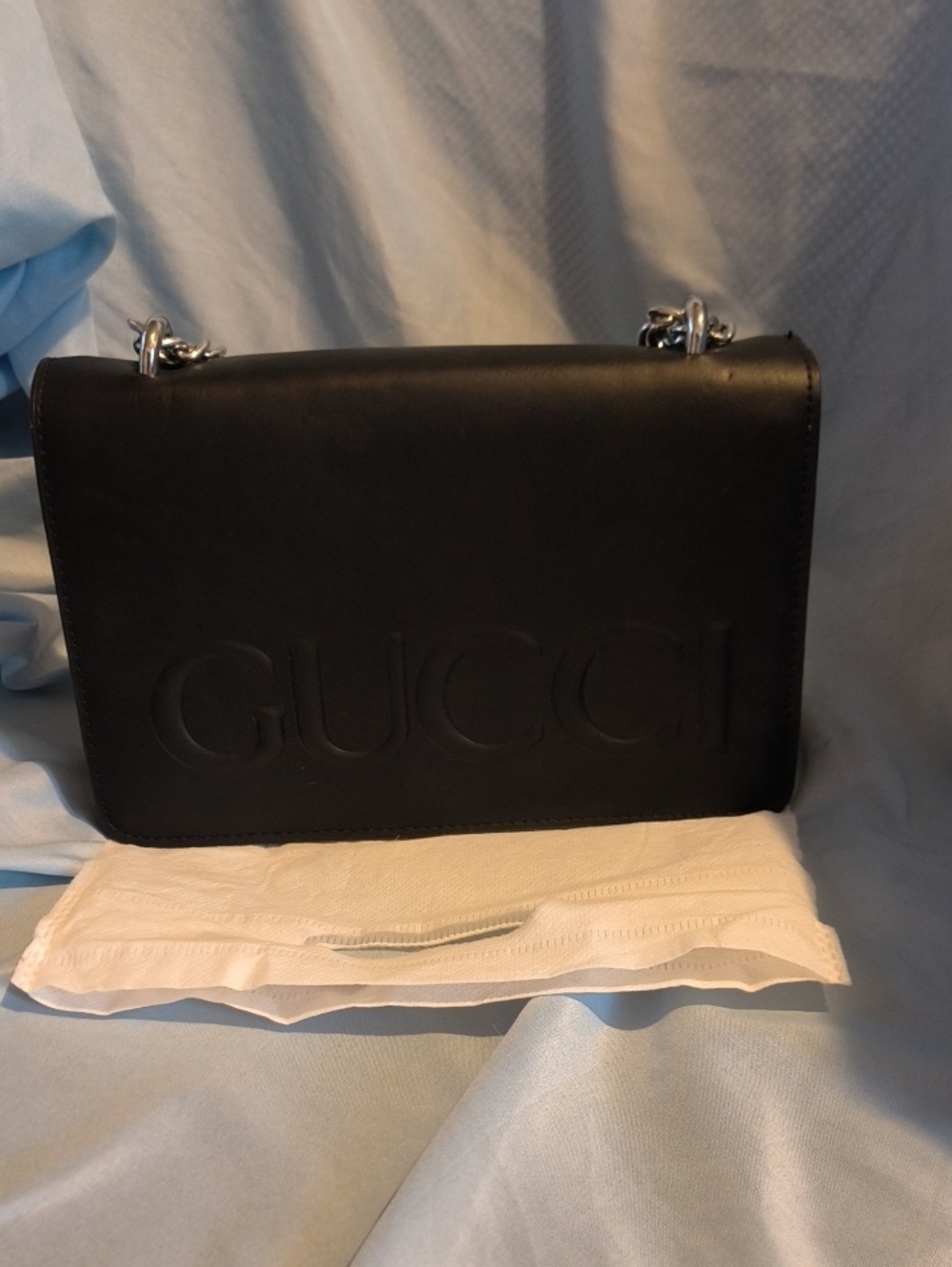 Black Shoulder Bag With Silver Hardware